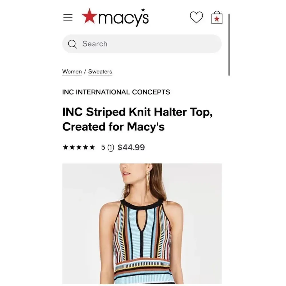 INC International Concepts Striped Knit Halter Top - Picture 5 of 7